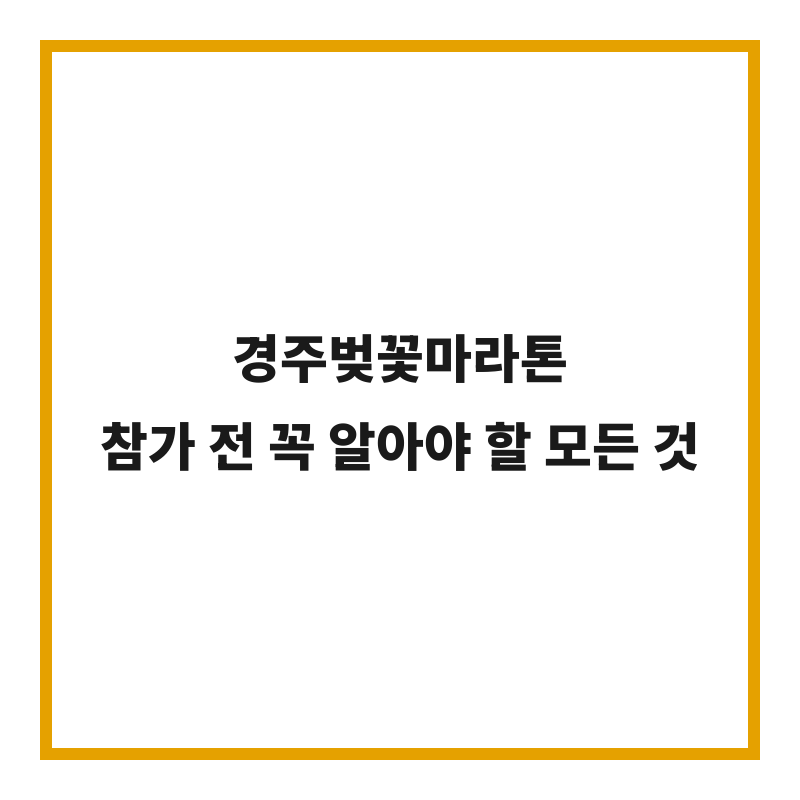 경주벚꽃마라톤 참가 전 꼭 알아야 할 모든 것